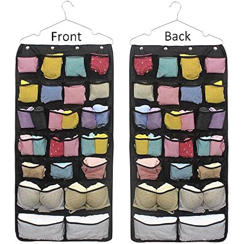Geboor Hanging Closet Organizer, Dual-Sided Space Saving Storage Holder with 42 Pockets for Stockings Socks Underwear Jewelry Ties (42 Pockets) Cover