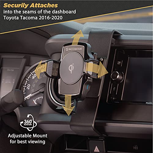 Scosche Pcwdqta03 Proclip Dash Mount With Qi Charger Compatible With 2016 To 2021 Toyota Tacoma #TOP3