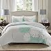 Comfort Spaces – Enya Quilt Mini Set - 3 Piece – Aqua and Grey – Floral Printed Pattern – Full / Queen size, includes 1 Quilt, 2 Shams