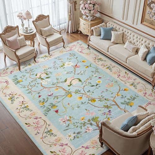 jinchan Floraison 8x10 Area Rugs Floral Washable Carpet Indoor Non