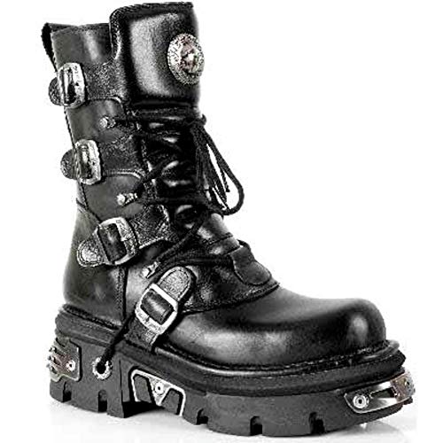 New Rock Newrock M.373-S4 Metallic Boots Black Leather Goth Biker Emo Fashion3
