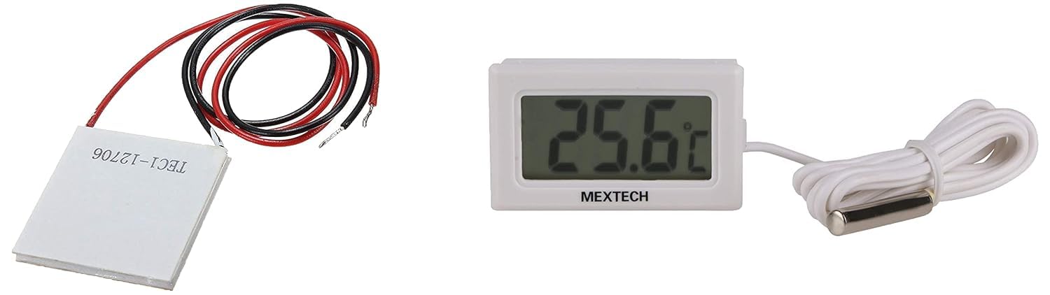 KEERTAN KALP 12706 Thermoelectric Peltier Cooler or Cooling Module 12V 92W Max+Digital Thermometer with LCD for Fridges Freezers, Black/White