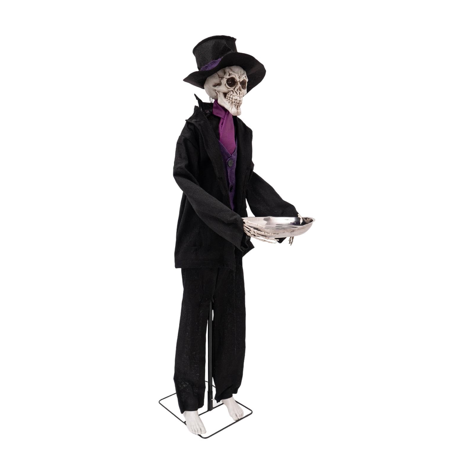 Statua di Halloween Scheletro Fantasma Ornamento Occhi Luminanti Sensore Audio Materiale Pp Facile Attivazione Manuale Adatta per Feste Casa