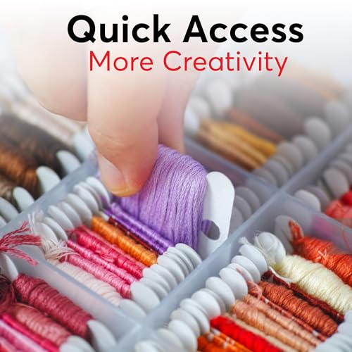 Embroidery Floss Organizer Box with 50 Cardboard Bobbins - 17 Compartments Clear embroidery thread organizer box, Snap-Tight Clear Sewing Organizer - Jewelry Bead Holder (Made in USA) - Image 4