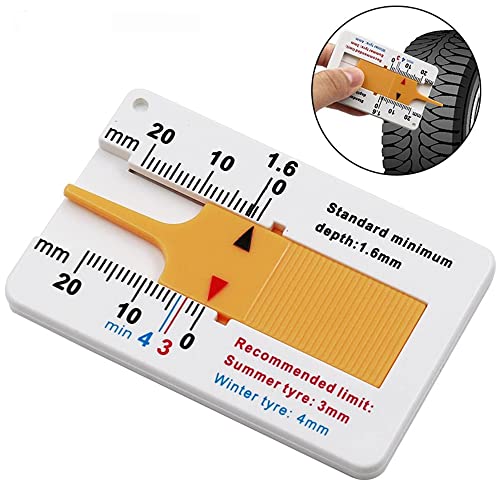 Image of amiciTools Tyre Thread Measuring Gauge, 0~20mm Depth Gauge for Car, Motorcycle and Scooter - Wheels Tyre Check, Compact and Accurate Tyre Wear Tester