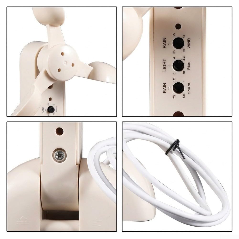 Capteur de pluie de lumière du vent filaire pour ouvre-fenêtre Fermeture automatique Sonde météo Système d'accessoires Smart Home Blanc