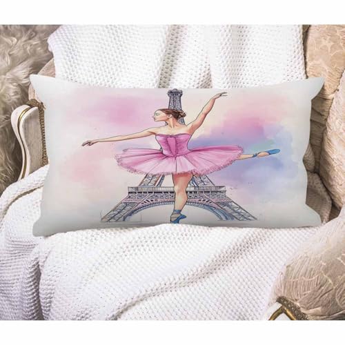EKOBLA Eiffel Tower Accent Throw Pillow Covers Paris Beautiful Ballerina Girl Dancer...
