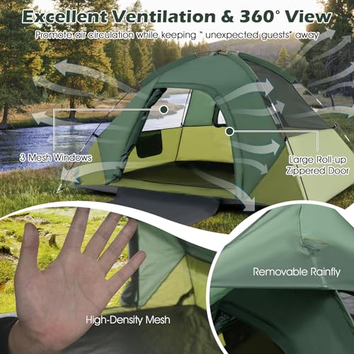 Carpa para camping Tangkula 2 personas portátil con cubierta impermeable miniatura 7