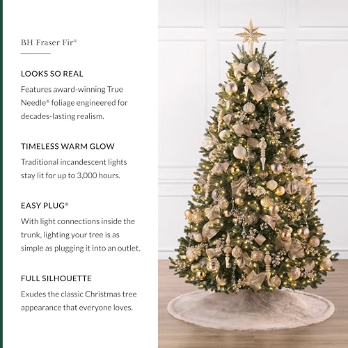 Image of Balsam Hill BH Fraser Fir - Full Christmas Tree with Most Realistic True Needle Foliage, Easy Plug Technology & Multiple Height and Lighting Options, Clear Incandescent, 5.5ft
