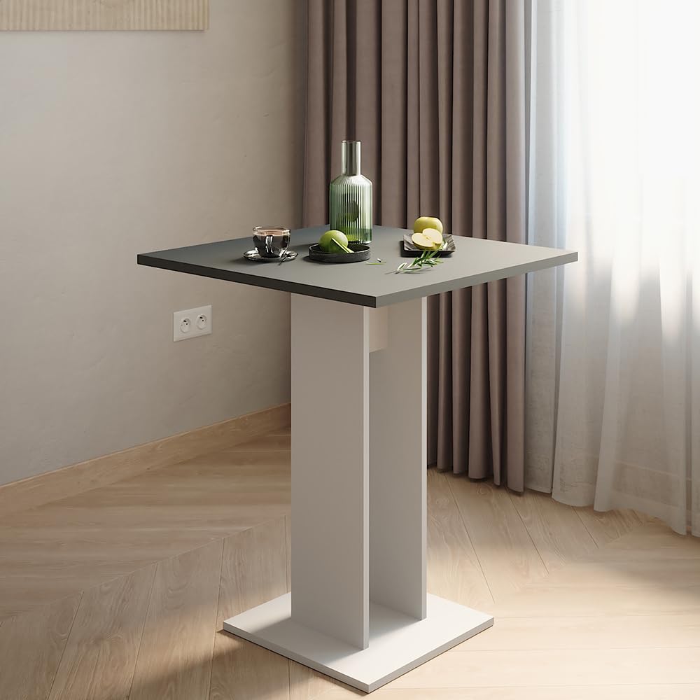Vicco Mesa de Comedor Repose, Blanco/Antracita, 65 x 65 cm