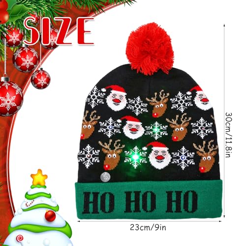 Weihnachten Mütze mit LED Licht, Leuchten Hut Mütze Stricken,...
