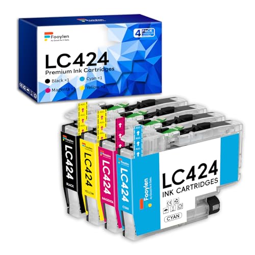 LC424 Cartuchos de Tinta compatibles con Brother LC 424 LC 424VAL LC424VAL Multipack para Impresora DCP J1200W DCP J1200WE DCP J1200, Paquete de 4 (Negro, Cian, Magenta, Amarillo)
