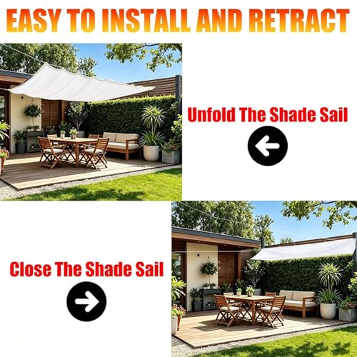 Voile d'ombrage rétractable anti-UV en vague pour le jardin - 5