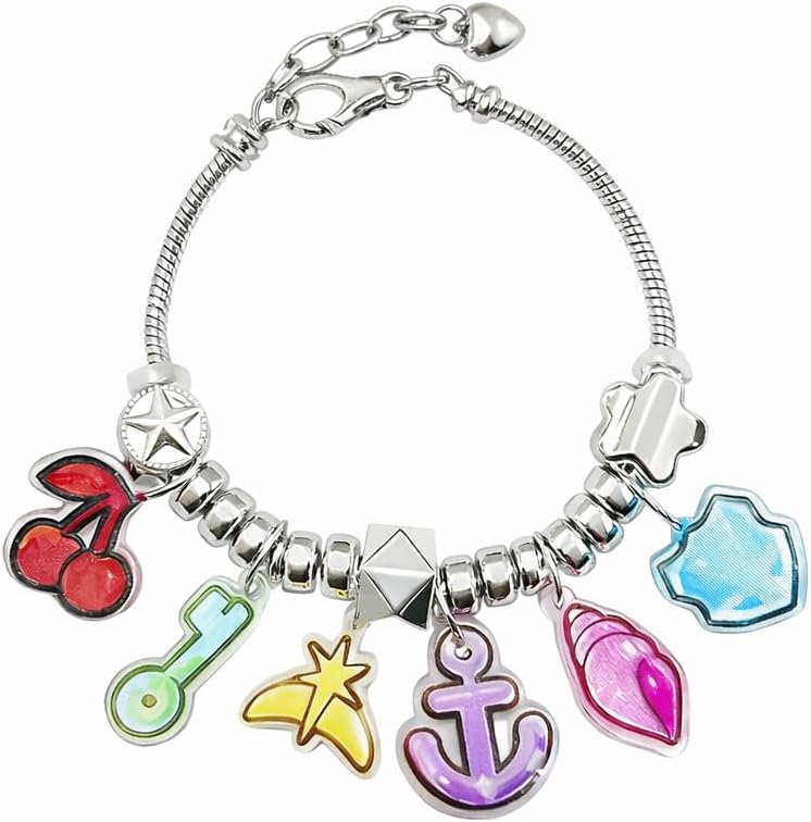 FunBoat Kpop Inspired Charm Bracelet - Colorful Pendant Bracelet with Cherry, Anchor, Shell and Star Charms - Gift for Fans