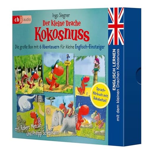 Englisch lernen mit dem kleinen Drachen Kokosnuss – Die große Box mit 6 Abenteuern für kleine Englisch-Einsteiger: Der kleine Drache Kokosnuss kommt ... Spukschloss – Schulfest auf dem Feuerfelsen