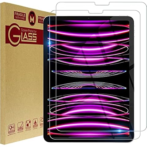 [2-Pack] Screen Protector for iPad Pro 11-Inch, 2022/2021/2020 (4th/3rd/2nd Generation) Tempered Glass Film HD Scratch Resistant, Compatible with Pencil/Face ID Cover