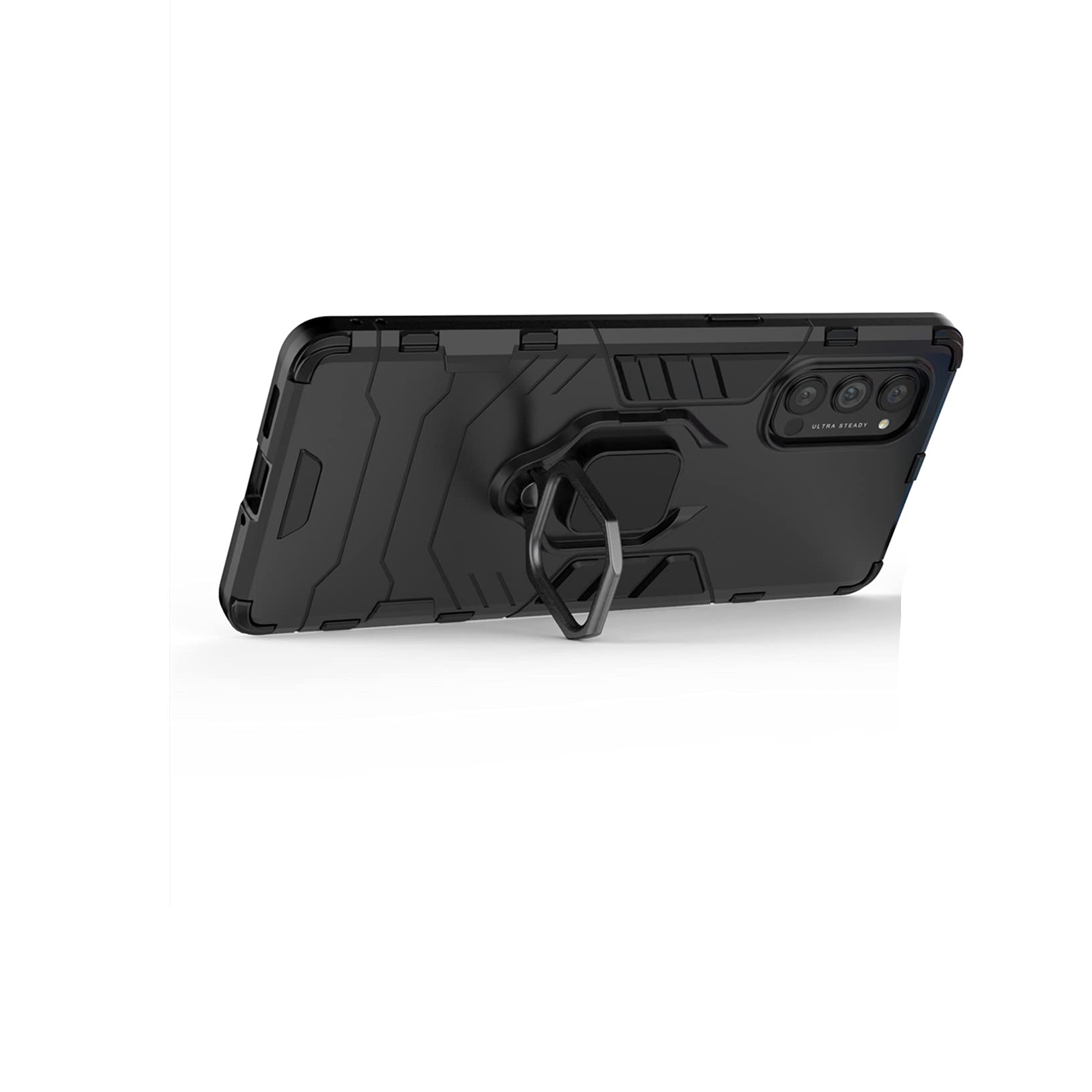 TANYO Cover + 2 Vetri Temperati Per Oppo Reno4 Pro 5G - Custodia Antiurto TPU+PC Con Supporto Anello 360° - Rosso - 2