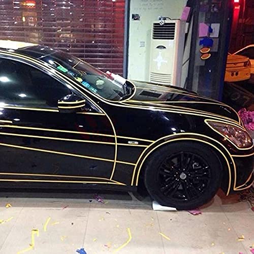 Image of EURO Car Reflective Body Self-Adhesive Glow in the Dark Strip Vinyl Neon Tape | 2 cm X 10 meter (Yellow)