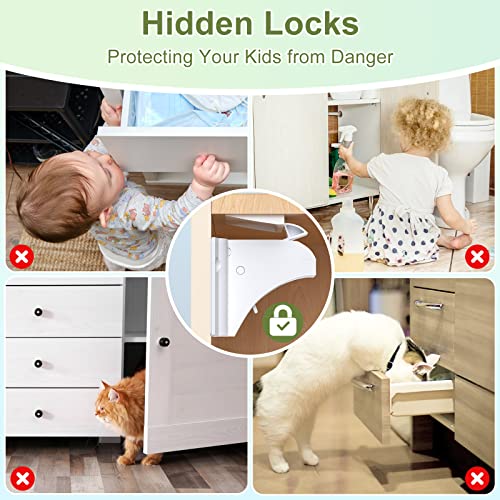 Aosite 6 LOCKS +2 KEYS Child Safety Magnetic Cabinet Locks 6 Pack+2 Keys-Aosite Baby Proofing Magnetic Drawer Locks thumb #4