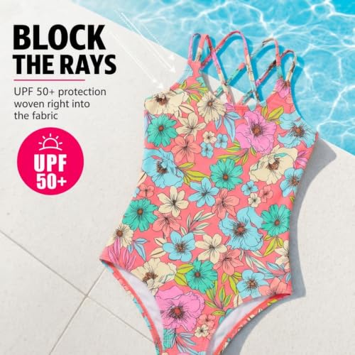 Image of Kanu Surf Girls' Reese UPF 50 Beach Sport Criss-Cross One Piece Swimsuit