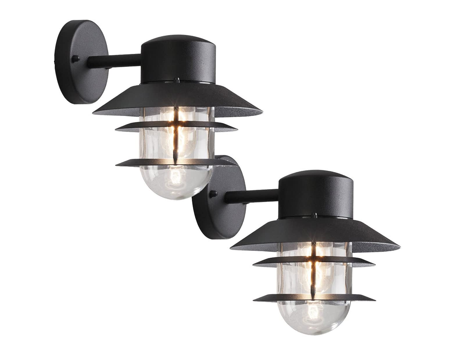 Set di lampade da parete alluminio Modena Nero, Attacco E27, altezza 24 cm, IP44; Konstsmide 7310 – 750