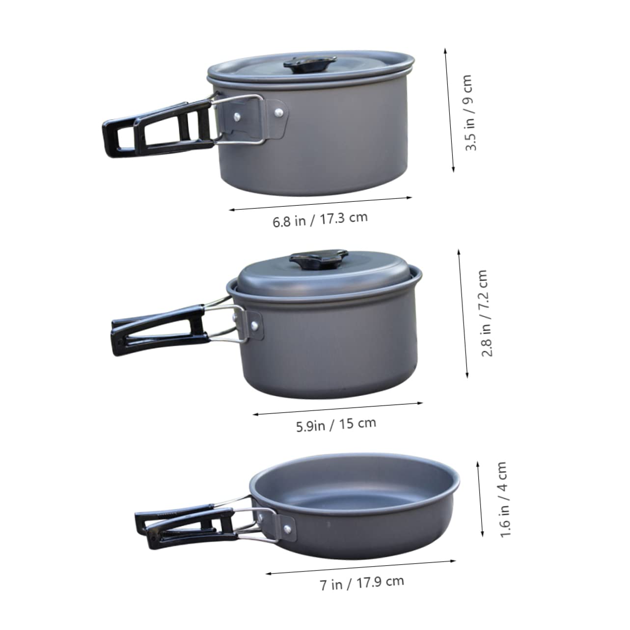 HONMEET Portable Camping Cookware Set 2-3 Person Outdoor Cook Equipment Removable Handle for Camping Hiking and Backpacking