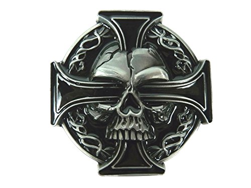Skull Totenkopf schwarzes Eisernes Kreuz Gürtelschnalle Buckle, Schwarz, Grau, 8x8cm Cover