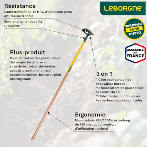Binette Naturovert Leborgne outil de désherbage avec manche extra-long 150cm