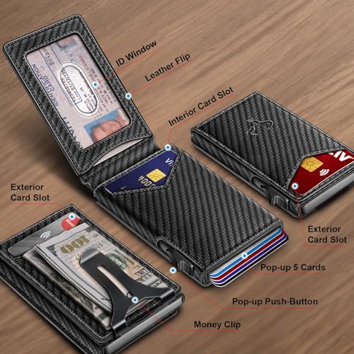 bulliant men walletmoney clip wallet slim for gift men 9cards-metal credit card case in magnetic leather flip