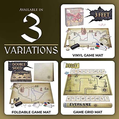 Evergame FOLDABLE BATTLE GRID GAME MAT Dungeons & Dragons Game Mat - 23X27 - Ultimate Dnd Board Game Map W/Dice Set thumb #1