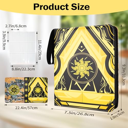 Image of 9 Pocket Card Binder for MTG /YGO /PTCG /Game Cards, Holds 900 Cards,Premium Card Collector Book for TCG Players,Toys Gifts for Kids(Yellow)