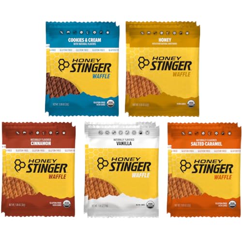 Image of Honey Stinger Energy Waffle Variety Pack - 10 Count, 5 Flavors, Organic Waffles - Honey, Vanilla, Cookies & Cream, Salted Caramel, & Cinnamon - Energy Snack for Running, Cycling, Hiking & Sports