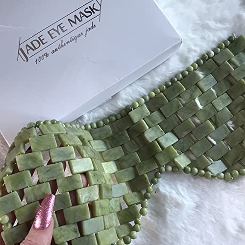 Jaderoller Natural 100% Jade Stones Anti-Aging Facial Sleeping Eye Mask Hot or Cold Therapy for Puffy Eyes, Dark Circles Headache, Migraine Relief, Soothe Eye Fatigue Skincare Beauty Massage Tool Remove wrinkles