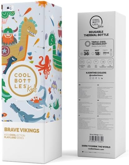 Miniatura 6 de Termo para niños - Botella de agua de acero inoxidable - 11.8 fl oz - Brave Vikings - Bebidas frías 36 horas y bebidas calientes 18 horas - Sin BPA