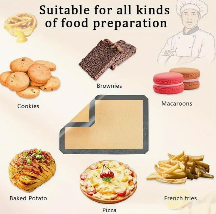 AEE 2 Adet Kendiliğinden Yağlı Pişirme Matı Yanmaz Yapışmaz Yıkanabilir Fırın Matı 40x30