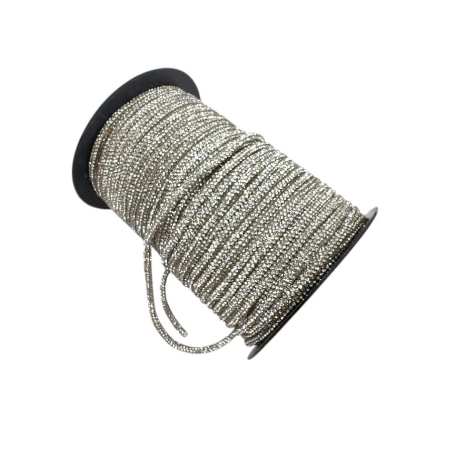 GDO GIOIE D'ORIENTE Cordón strass de silicona, 4 mm x 10 m, con cristales decorativos para accesorios de moda, bolsos y manualidades (transparente, 4,0 mm x 10,0 metros)