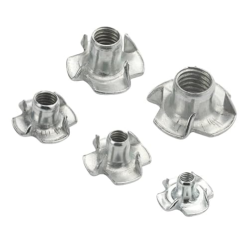 Miniatura 5 de XINGYHENG 90 piezas M3 M4 M5 M6 M8 T Tuercas de cuatro garras Kit surtido de tuercas de garra de acero al carbono chapado en zinc para carpintería,