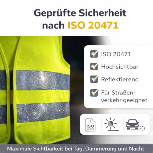 TK Gruppe Timo Klingler 4X Warnwesten ISO 20471 - Pannenweste 2026 Unfallweste Pkw Sicherheitsweste Weste Neongelb reflektierend Auto, Pkw, LKW - Autozubehör (4X Stück)