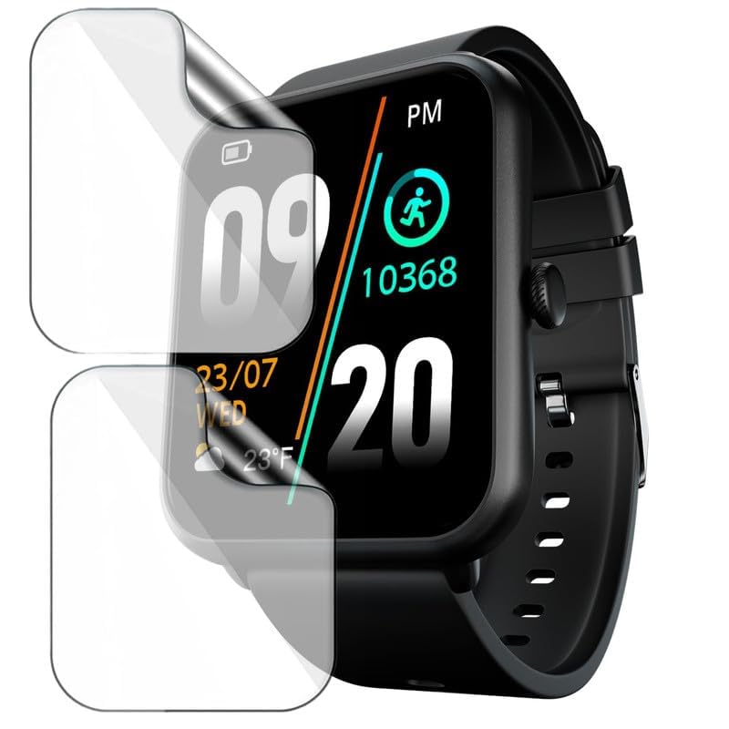 Image of HELLOSCREEN 2-Pack Screen Protector for Fire Boltt Ninja Call Pro Plus 1.83 inch Smartwatch - Flexible TPU Screen Guard, HD Clear, Anti Scratch, Bubble Free, Full Coverage Film - Not Tempered Glass