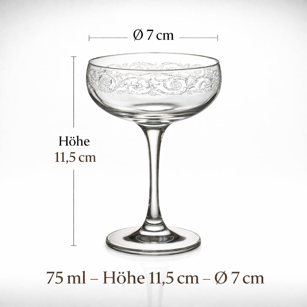 Likörgläser Mit Stiel (6er Set) – Eierlikör Gläser & Likörschalen flach – 75ml Kristall Glas Schnapsgläser Mit Stiel – Elegante Likör Gläser für Eierlikör & Dessert