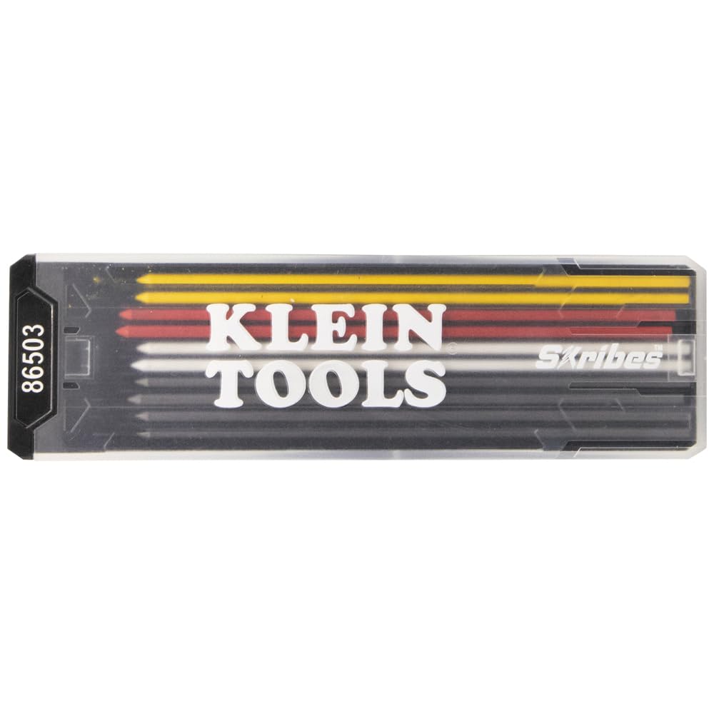 Klein Tools 86503 Skribes 2.8 mm Mechanical Carpenter Pencil Lead Refills, Assorted Color Leads for Woodworking and Construction, 10-Piece