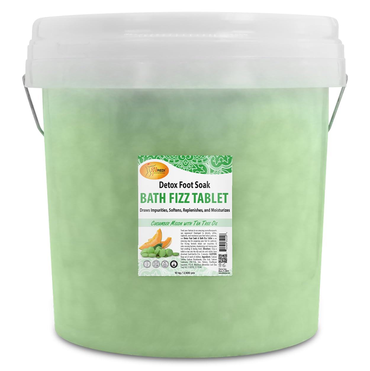 SPA REDI - Bath Fizz Tablets - Cucumber Scented - 2500 Tablets - 3 Gal Pail