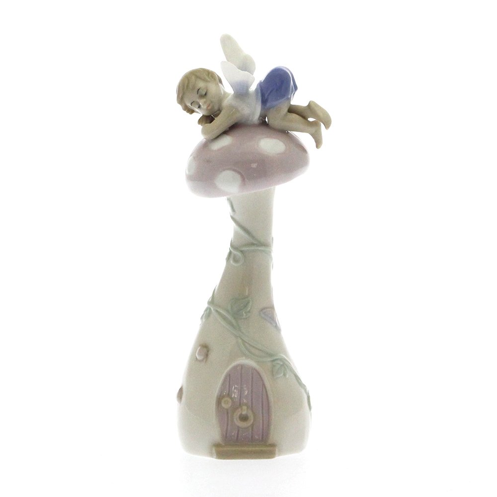 Pixie on Mushroom Glazed Figurine and working bell