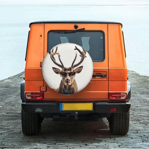 Image of Deer Spare Tire Cover Wheel Protectors Weatherproof Deer Pattern Wheel Covers Universal Fit for Trailer RV SUV Truck Camper Travel Trailers Accessories 15 Inch
