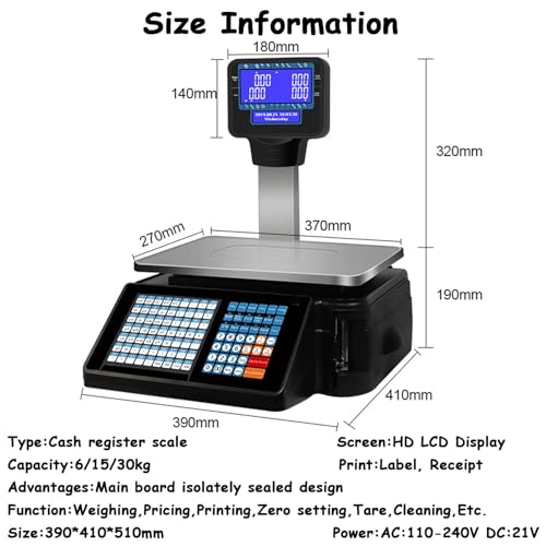 Báscula Comercial Digital con Impresora LCD miniatura 2