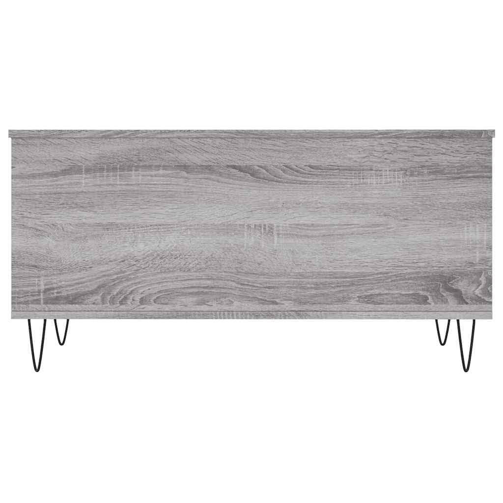 Générique Stolik kawowy Sonoma szary 90x44,5x45 cm Drewno inżynierskie | Podnoszona góra, ukryte przechowywanie, metalowe nóżki, uniwersalne do salonu