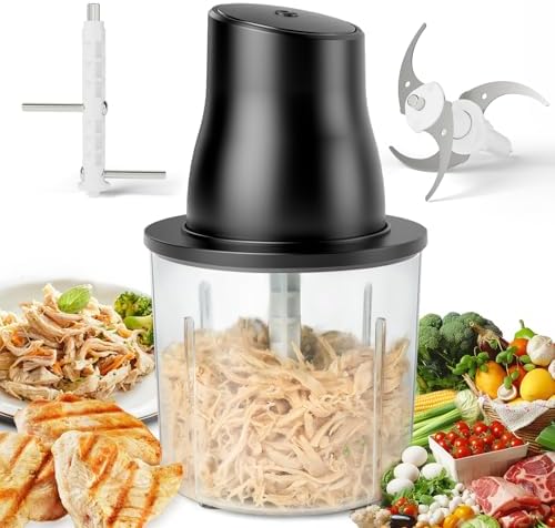 Electric Chicken Shredder Automatic 250W Food Processors Machine - Electric Food Chopper with Meat Grinder & Vegetable Chopper, 2 Bi-Level Blades for Home Use,Kitchen Aid,Baby Food,Pet Food