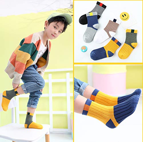 FOFJR Kid's Knitted Socks Autumn Winter Boys Half Cushion Ankle Socks 5 Pack (12-15 Years)2