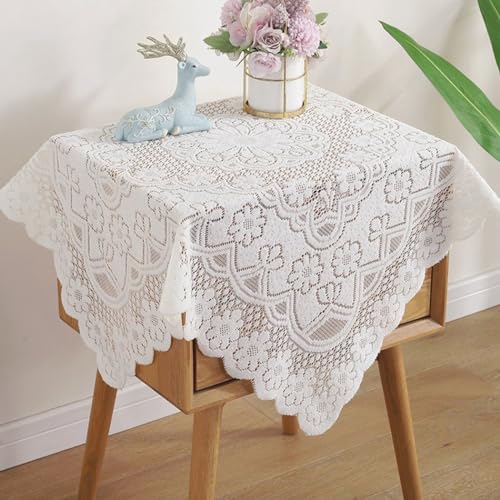 Nappe carrée en dentelle brodée vintage pour fête de mariage, cuisine, salon, décoration (90 x...
