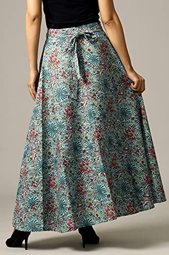 Image of Ravaiyaa - Attitude is everything Cotton Hand Block Floral Printed Wrap Around Women's Free Size Skirt Rapron